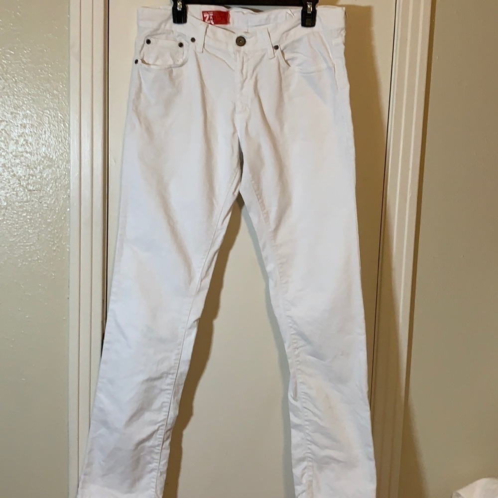 Zara Straight Leg White Jeans, 34